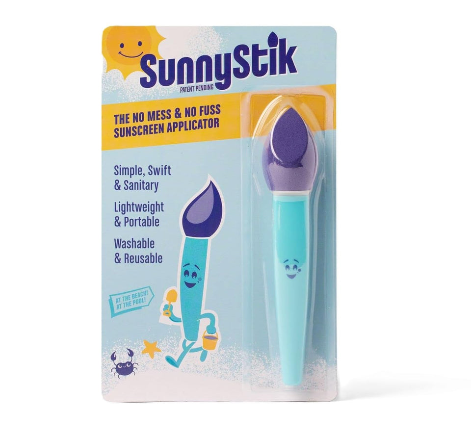 SunnyStik front view showing ergonomic handle and foam tip for easy application