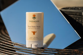 Sunroot Naturals stick used at beach showing reef-friendly mineral protection