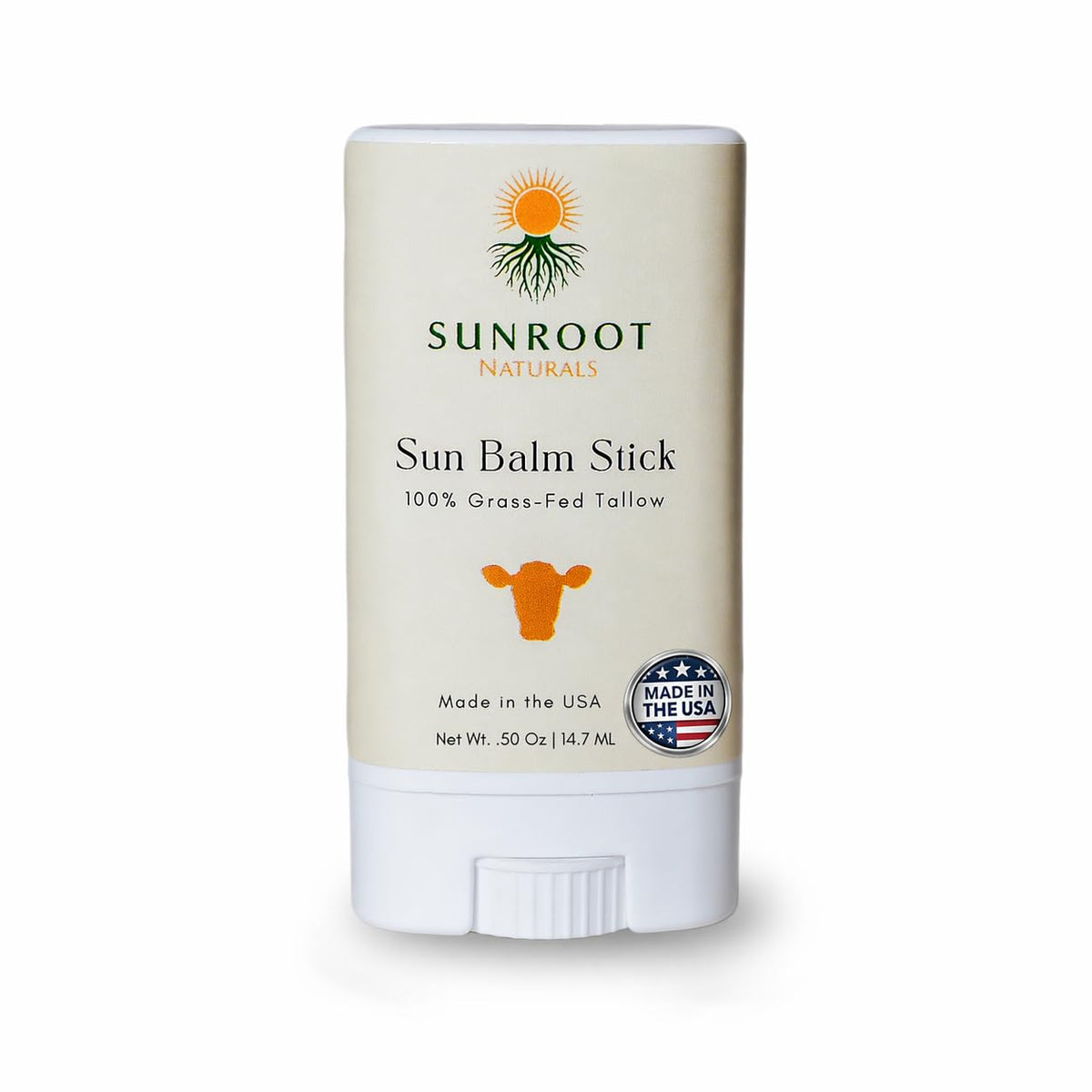 Sunroot Naturals sun stick front compact showing travel-ready design and protection