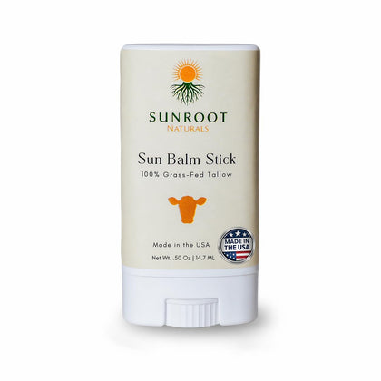Sunroot Naturals sun stick front compact showing travel-ready design and protection