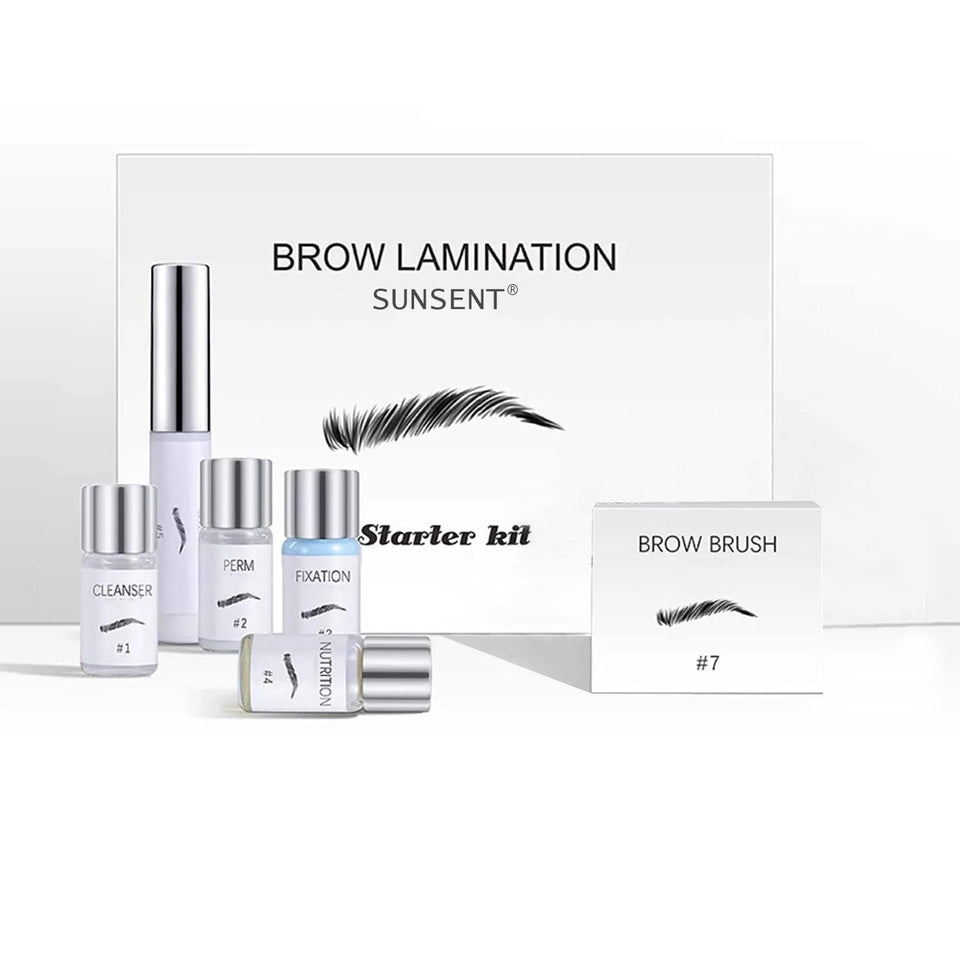 SUNSENT front packaging showing complete brow lamination kit benefits