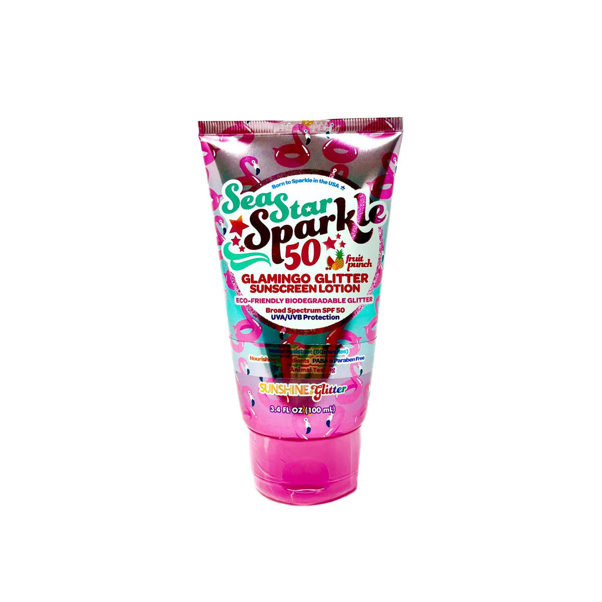 Sunshine & Glitter lotion pump close-up highlighting easy, mess-free dispensing