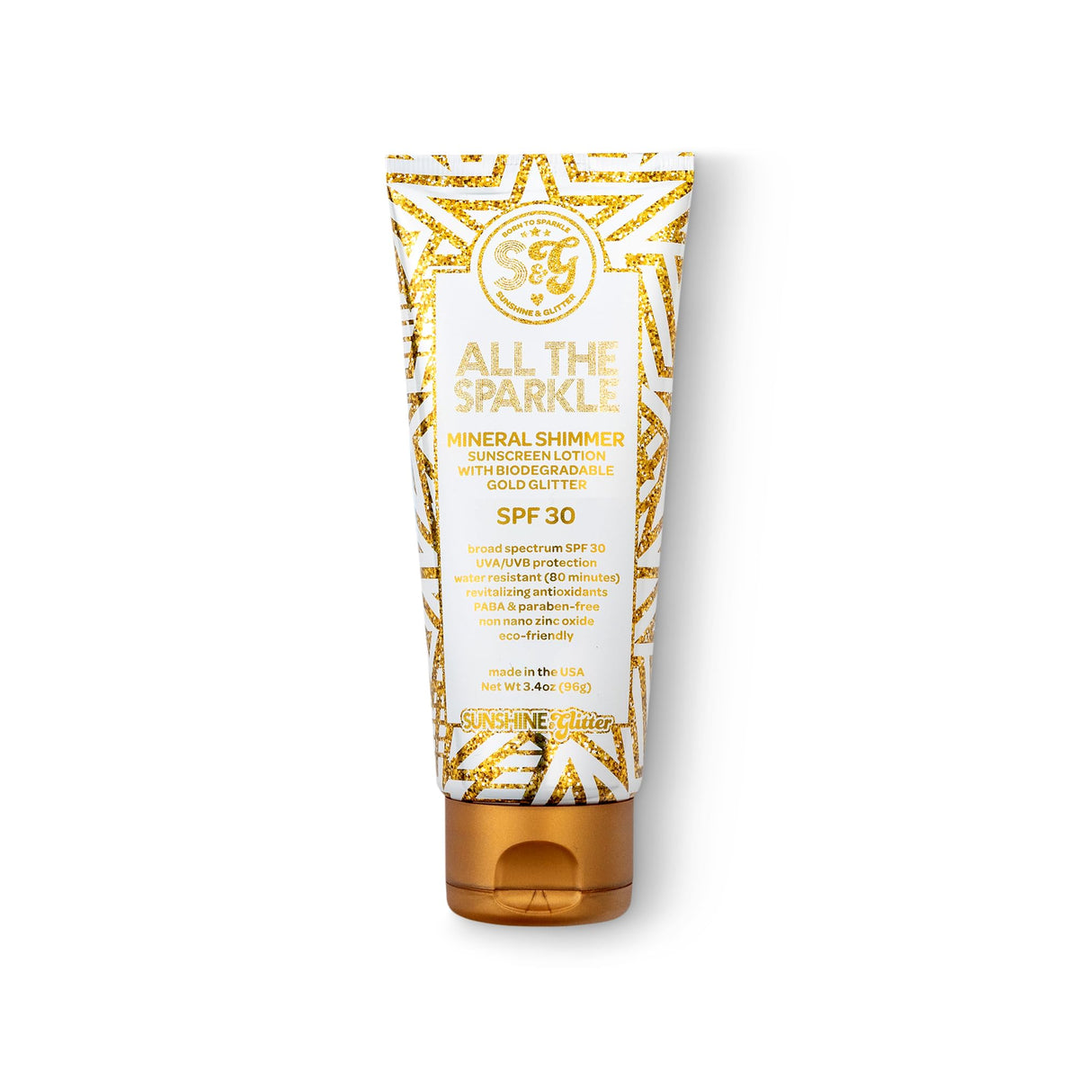 Sunshine & Glitter texture close up highlighting biodegradable glitter and glow
