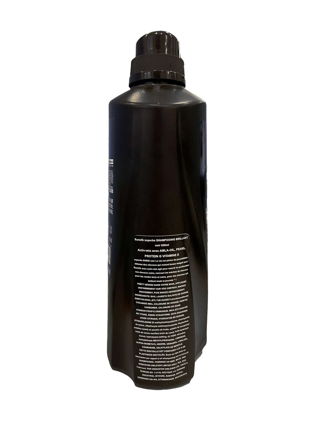 Sunsilk back label with ingredients and usage instructions for clarity