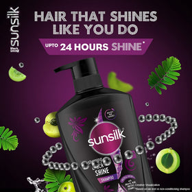 Sunsilk model with glossy black hair showcasing visible shine result