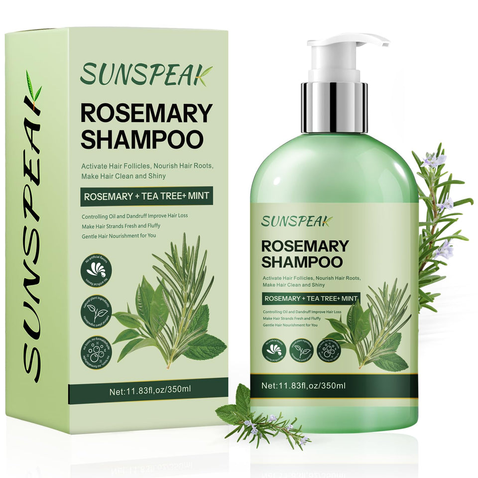 Sunspeak front bottle showing rosemary shampoo benefits