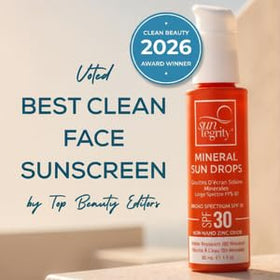 Suntegrity drops applied on hand showing coverage and easy blending benefit
