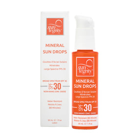 Suntegrity front packaging showing SPF 30 drops and benefit of lightweight protection