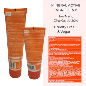 Suntegrity label detail highlighting 20% zinc oxide and ingredients