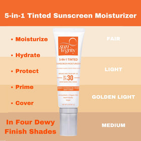Suntegrity medium next to coin to show 2 oz travel-friendly size convenience