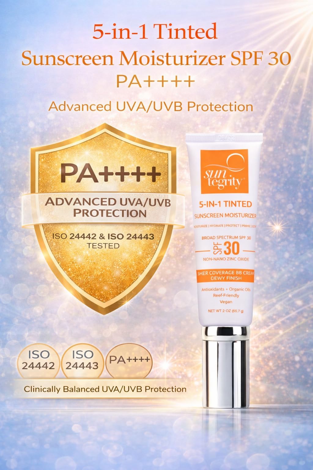 Suntegrity moisturizer blended on face during application for even tone
