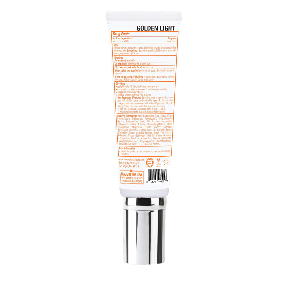 Suntegrity open cap and nozzle detail for controlled, no-mess dispensing