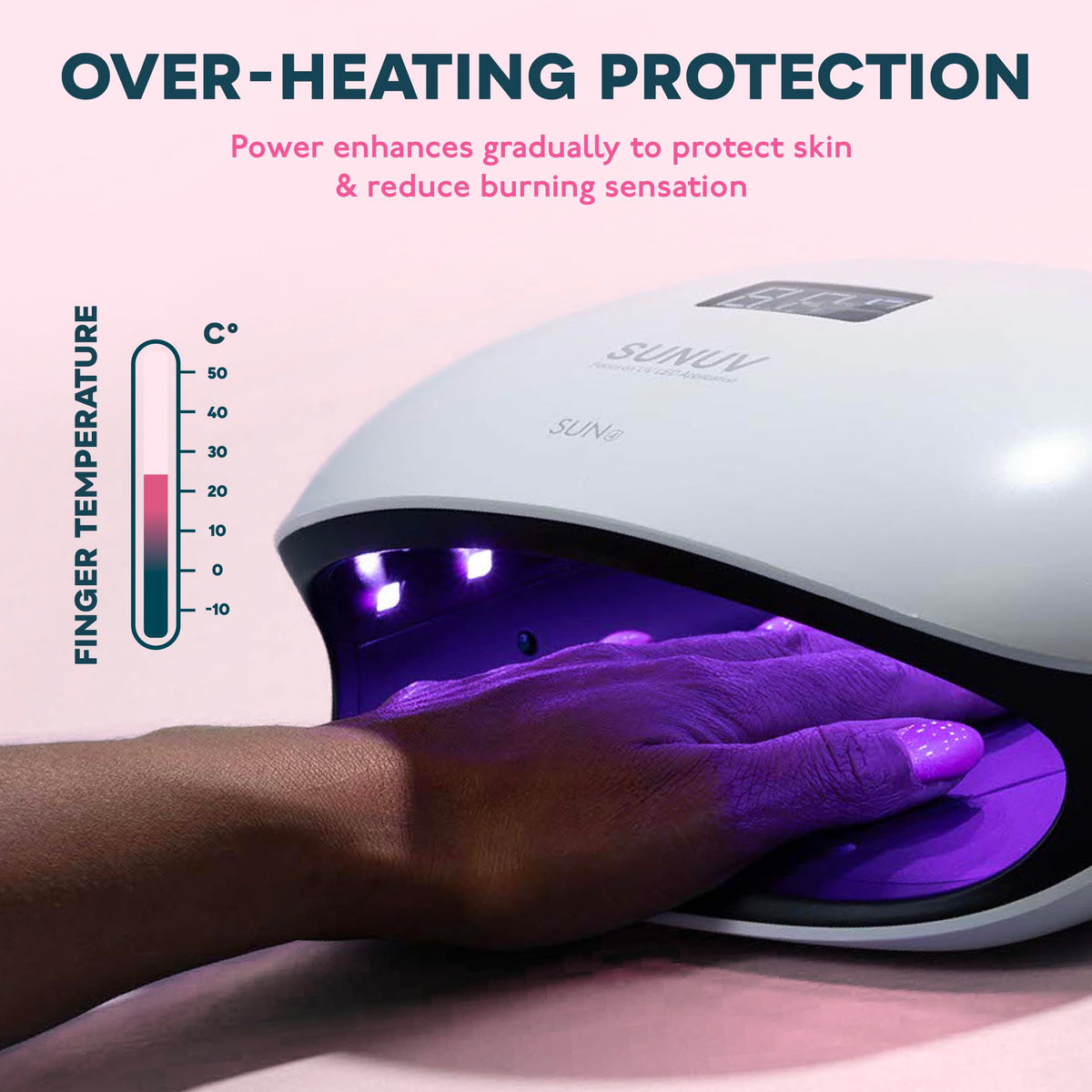 SUNUV lamp used for a pedicure to cure polish on toes quickly
