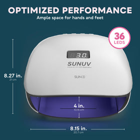 SUNUV lamp curing a manicure to speed up at-home nail work