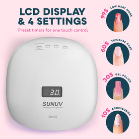 SUNUV LCD display and timer detail for accurate cure control