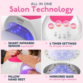 SUNUV SUN2C control panel with four timer buttons, SUNUV ease of precise curing
