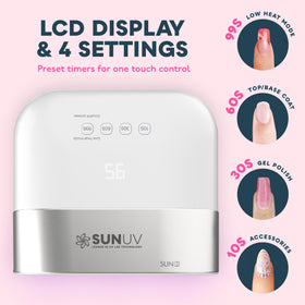 SUNUV SUN3 low-heat mode indicator showing gradual power for comfort