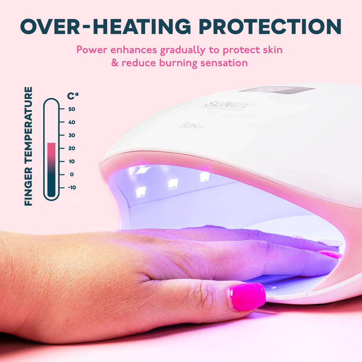 SUNUV SUN4S arched interior angle revealing roomy fit for nails and even LED coverage