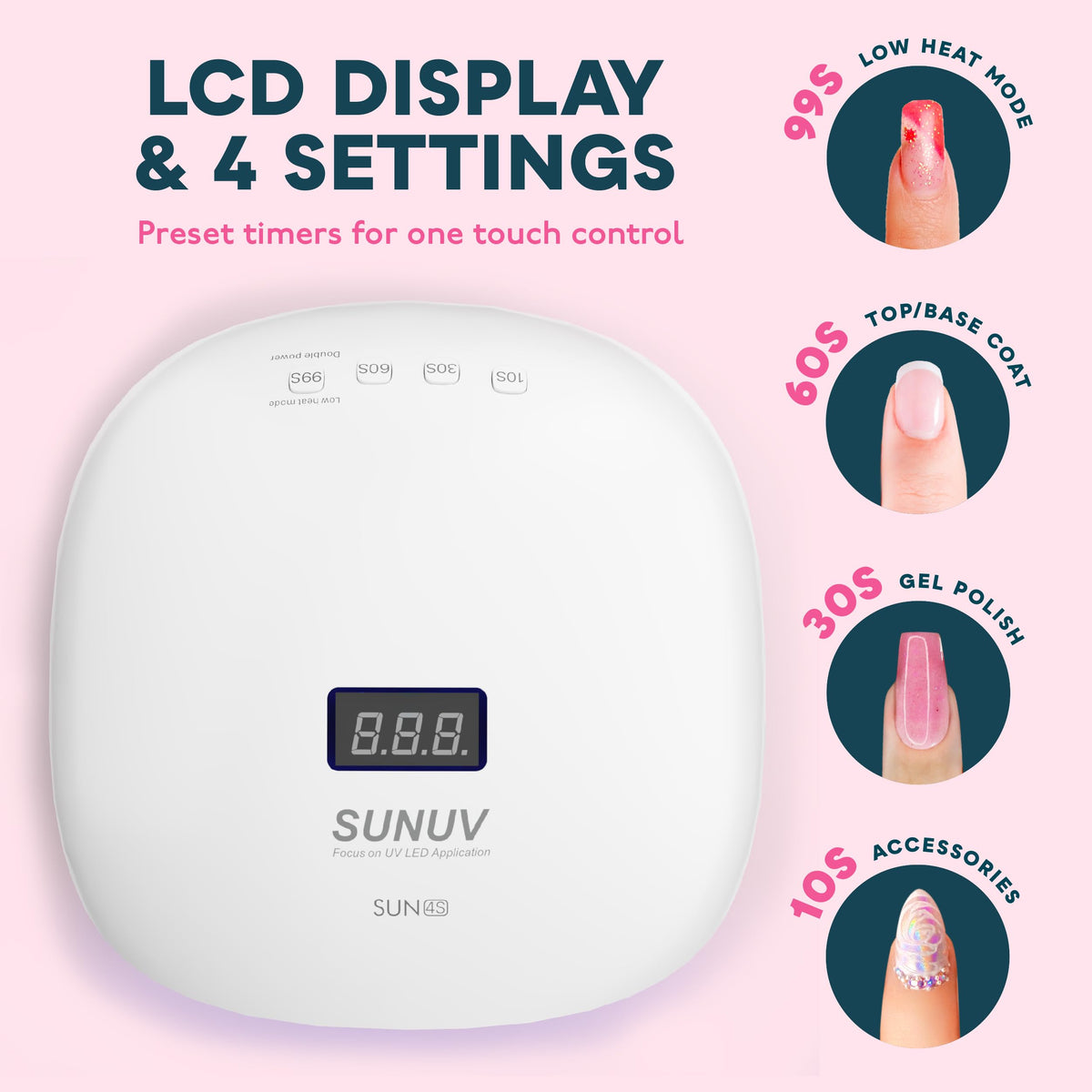 SUNUV SUN4S removable base detached to show pedicure compatibility and easy cleaning