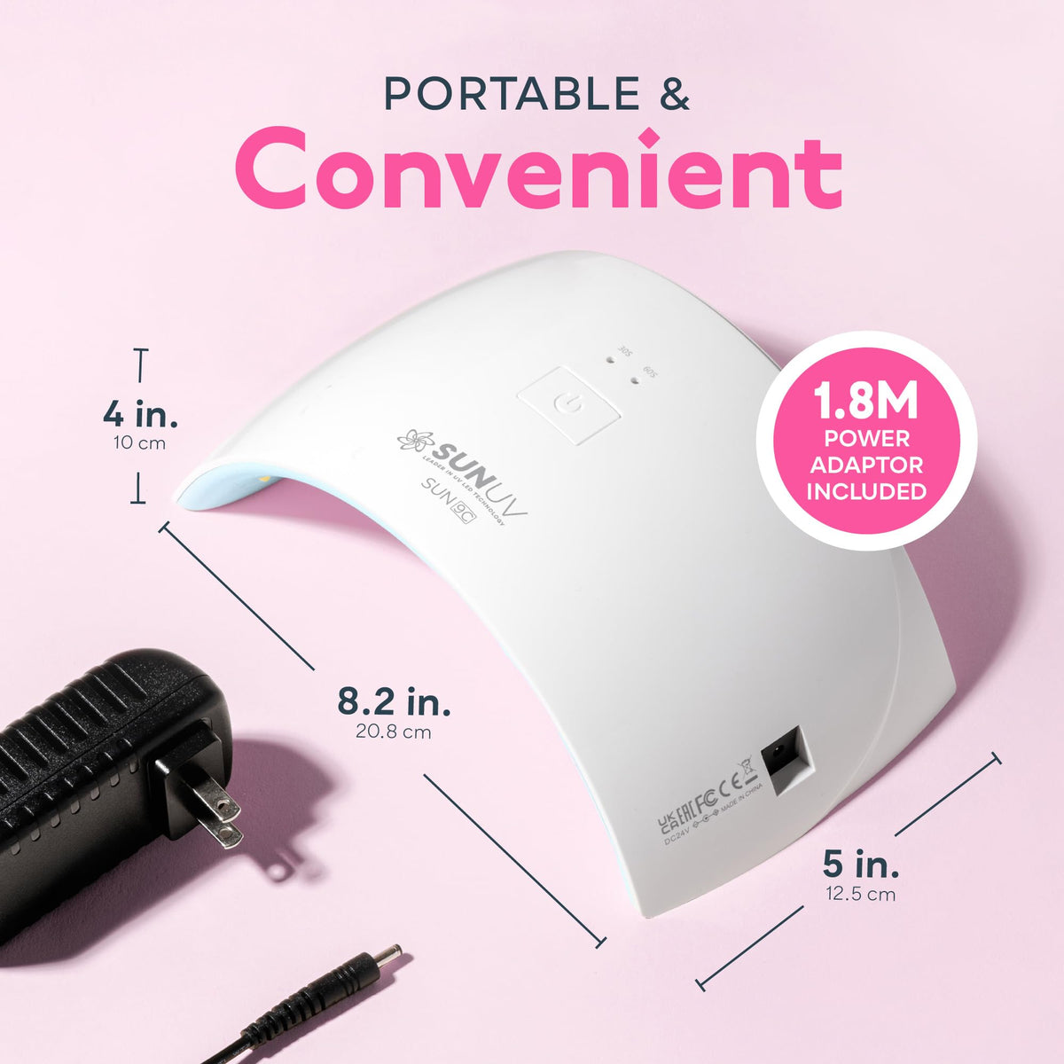 SUNUV SUN9C beside a hand for scale illustrating compact portable benefit