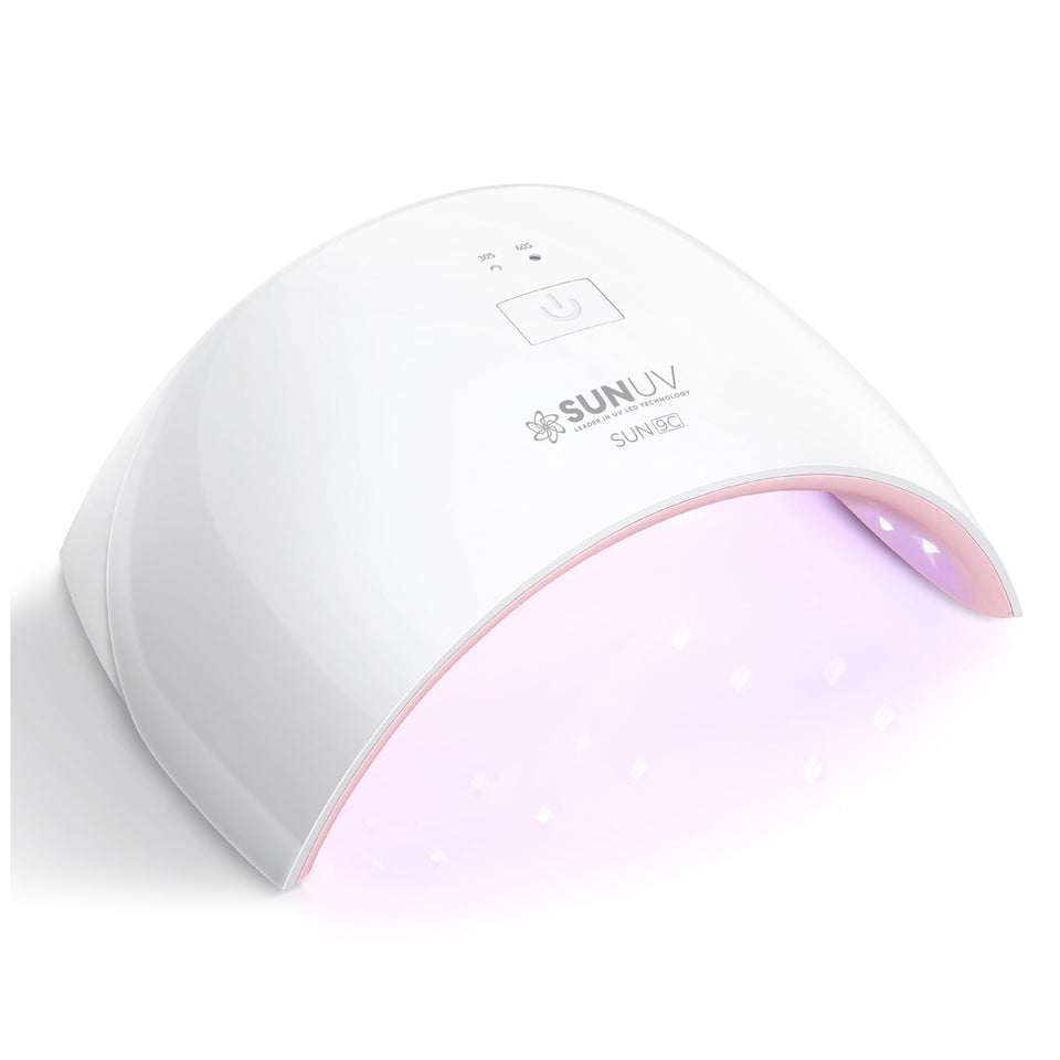 SUNUV front view of pink SUN9C lamp showing compact design and portability