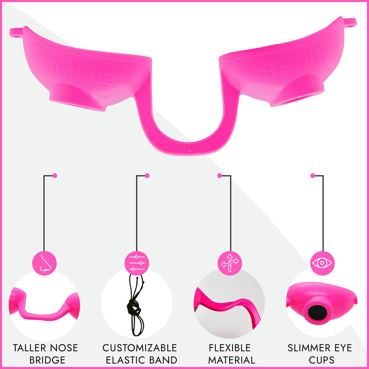 Super Sunnies elastic strap detail highlighting secure customizable fit