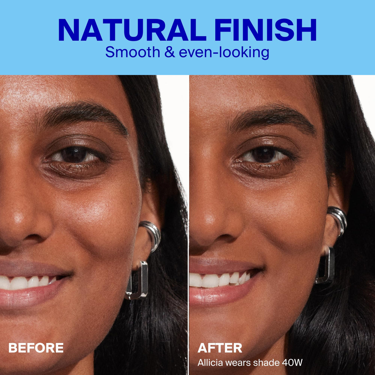 Supergoop! blending Protec(tint) on cheek with fingers for even skin