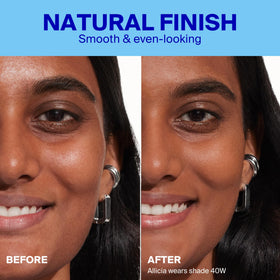 Supergoop! blending Protec(tint) on cheek with fingers for even skin