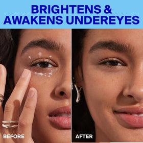 Supergoop! Bright-Eyed next to coin to show compact 0.5 fl oz size