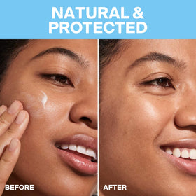 Supergoop! applying lotion on hand showing quick absorption and no white cast