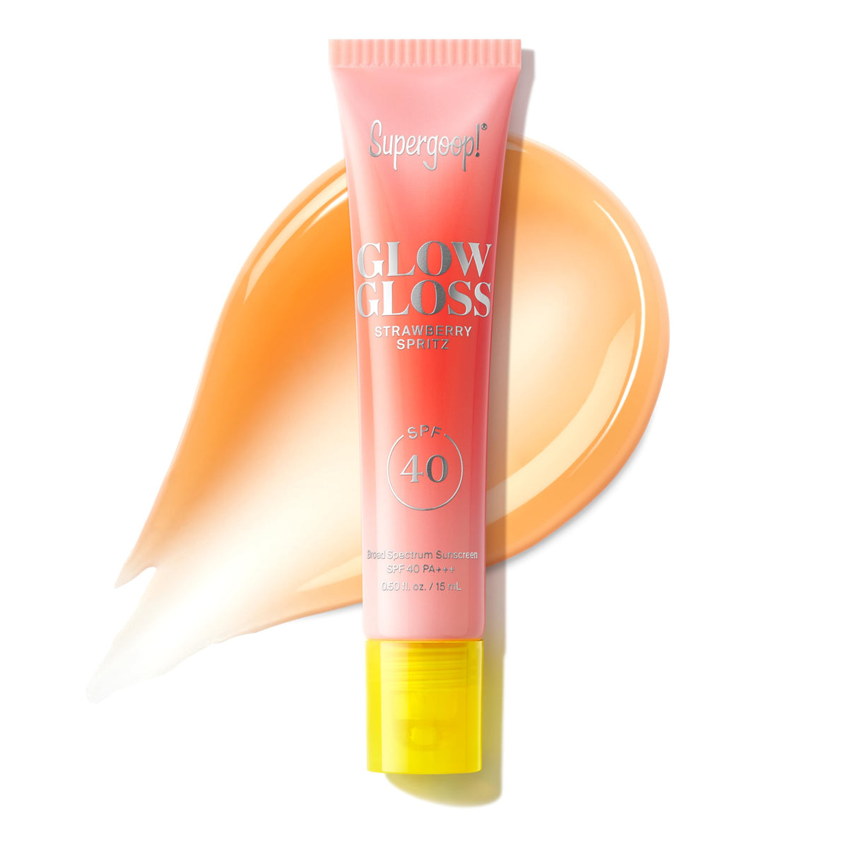 Supergoop! front packaging showing SPF 40 and glossy finish benefits