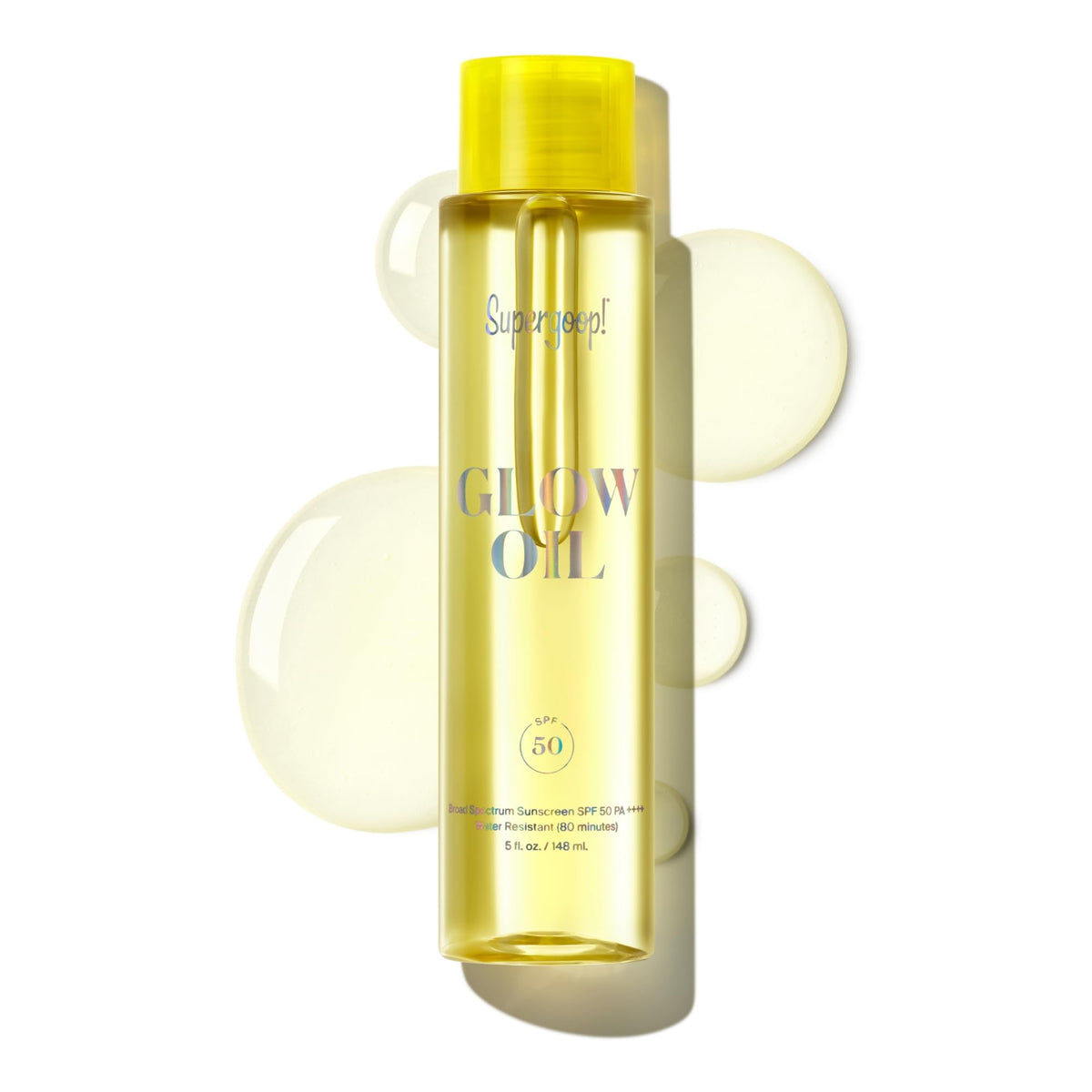 Supergoop! front packaging showing SPF 50 and luminous oil benefits