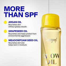 Supergoop! oil being applied at the beach offering water-resistant protection