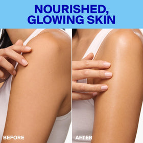 Supergoop! swatch on forearm revealing dewy glow and non-greasy finish