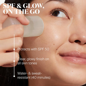 Supergoop! Glow Oil SPF 50 bottle, lightweight body oil that adds nourishing radiance