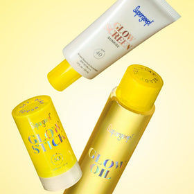 Supergoop! Glow Stick label close-up emphasizing SPF 50 PA++++ protection