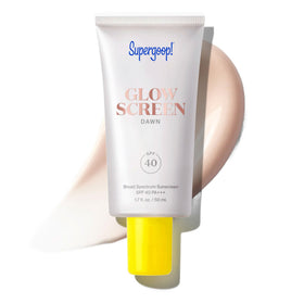 Supergoop! front packaging showing compact glowy primer and SPF protection
