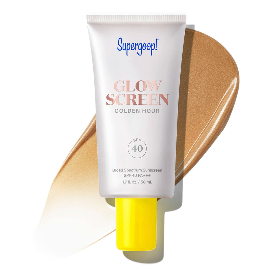 Supergoop! front packaging showing Golden Hour glow and SPF 40 benefits