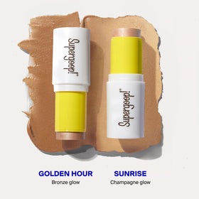 Supergoop! Glowscreen label and packaging closeup showing SPF 45 protection and instructions