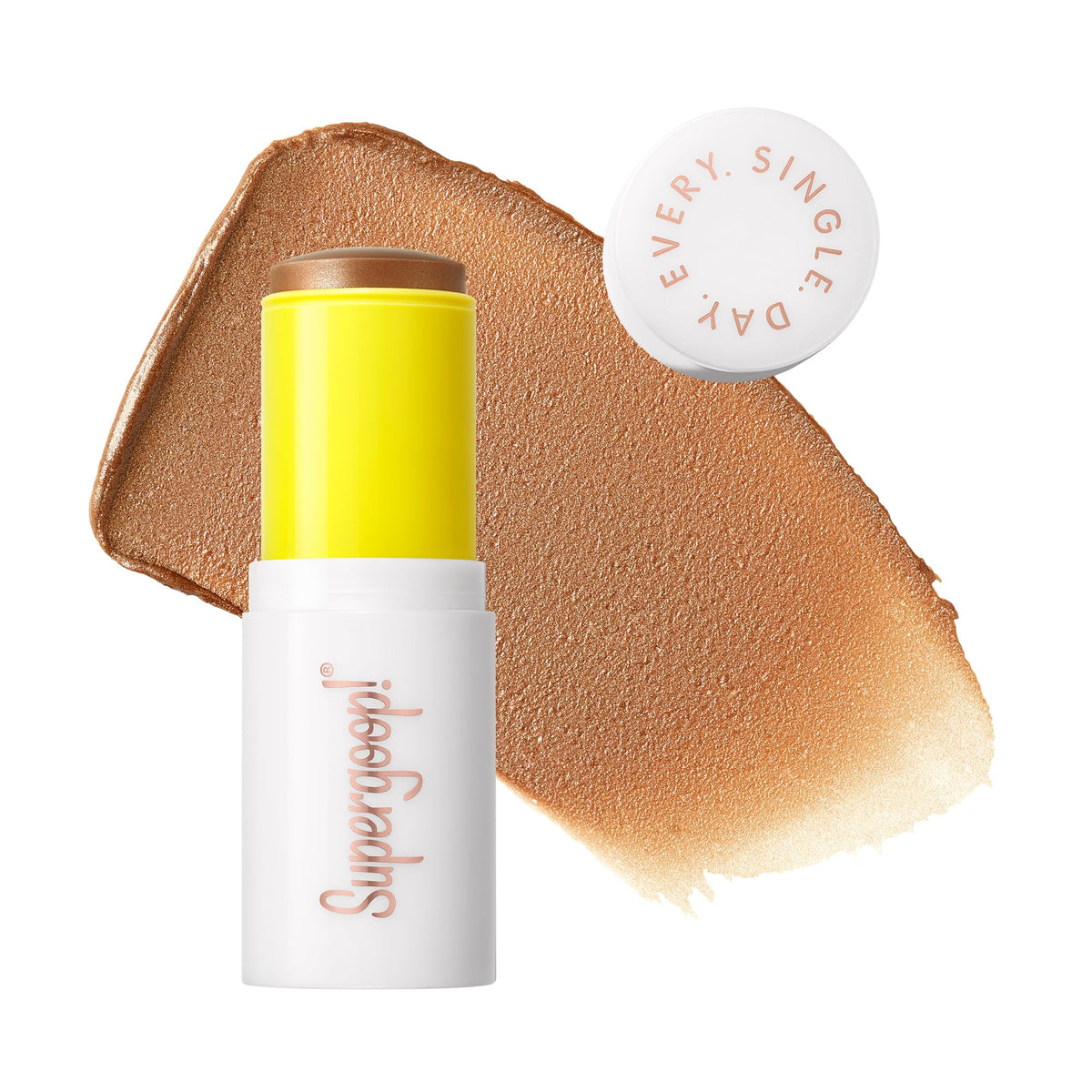 Supergoop! Glowscreen stick front view showing compact design and glow benefit