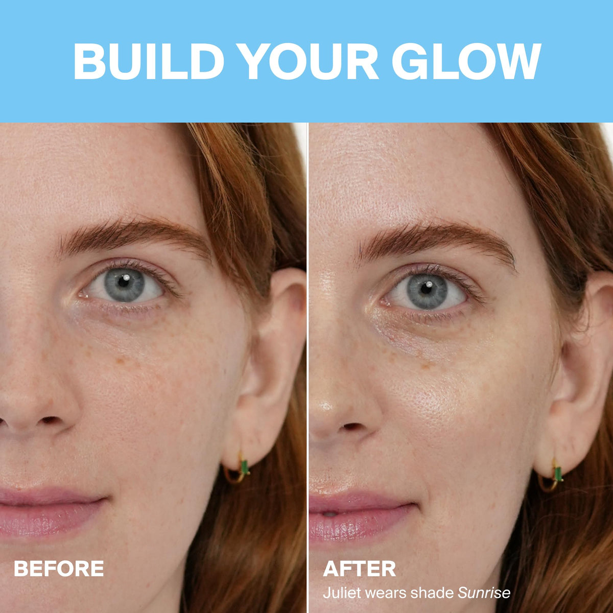 Supergoop! Glowscreen tucked inside a makeup bag for convenient on-the-go sun defense