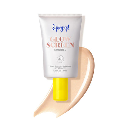 Supergoop! Glowscreen front tube shows SPF and tint for everyday protection
