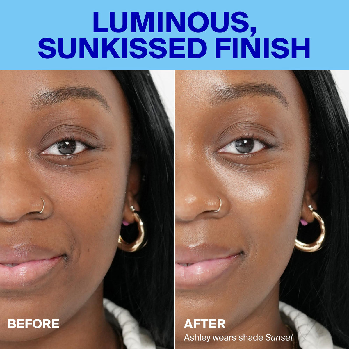 Supergoop! swatch on hand revealing Sunset tint and blending benefit