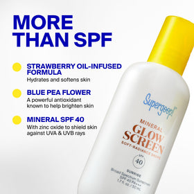 Supergoop! tube in travel bag showing compact SPF protection on the go benefit