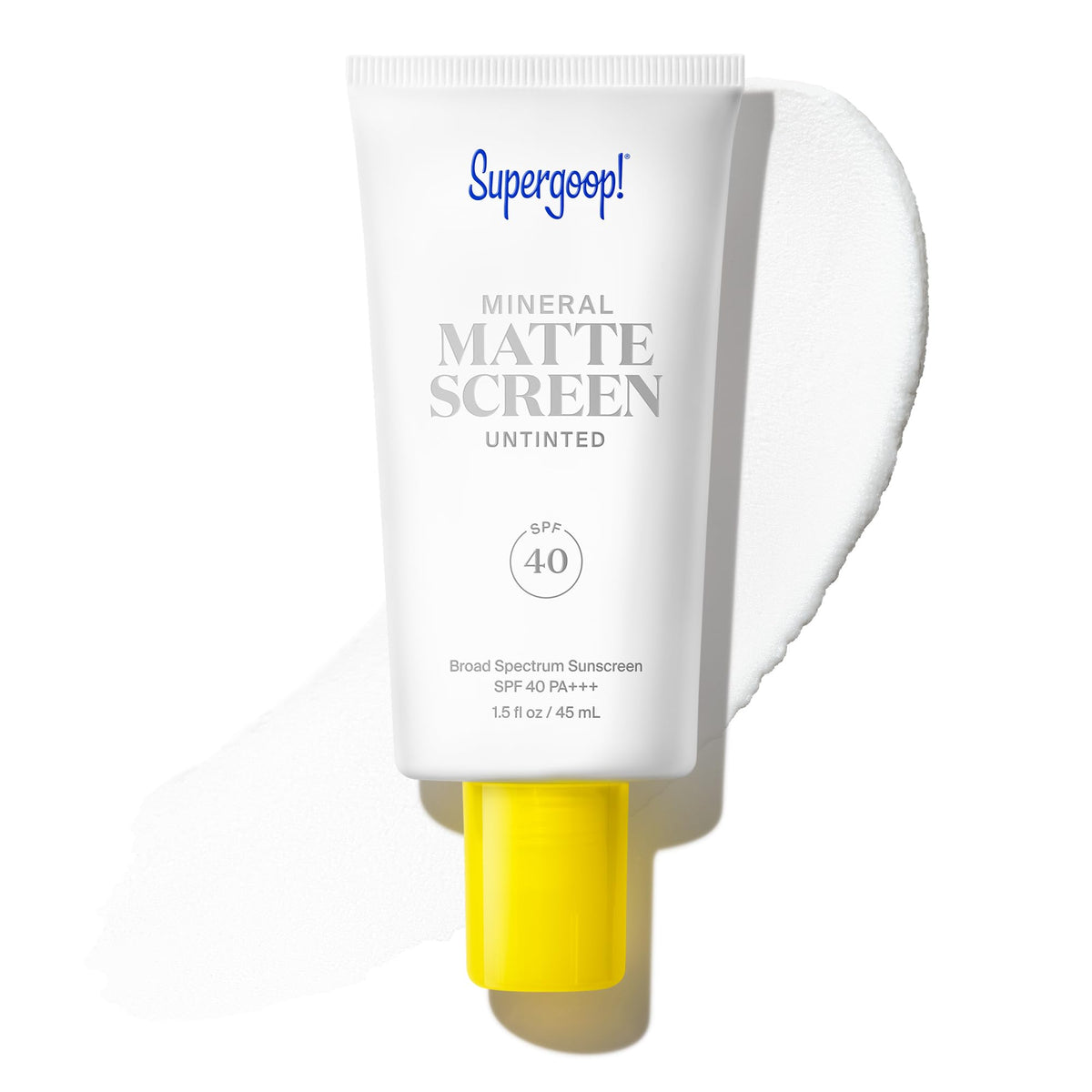 Supergoop! front packaging tube showing SPF 40 and matte benefit