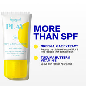 Supergoop! being applied at the beach showing water-resistance during activity