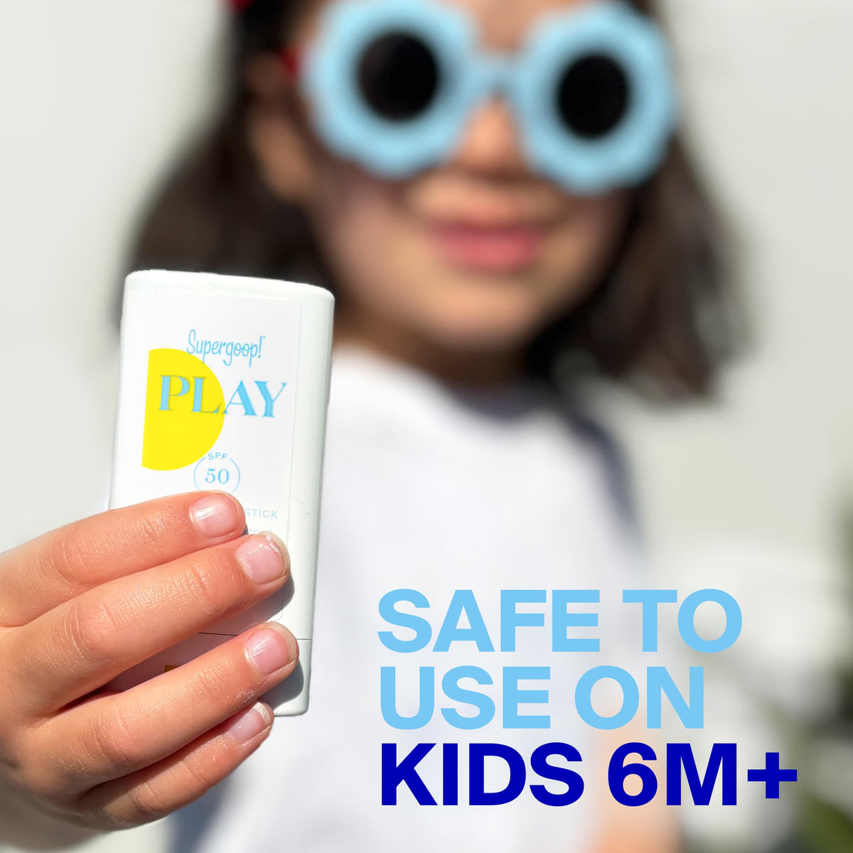 Supergoop! label detail displaying SPF 50 and mineral formula for clear ingredient information