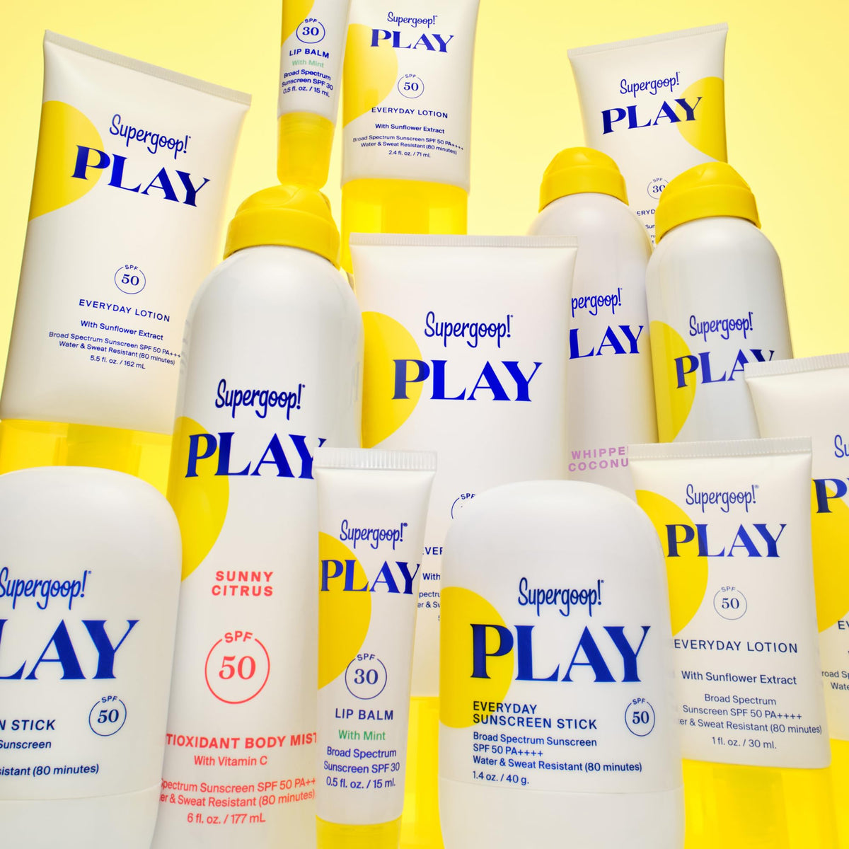 Supergoop! mist being sprayed on wet skin poolside for quick reapplication