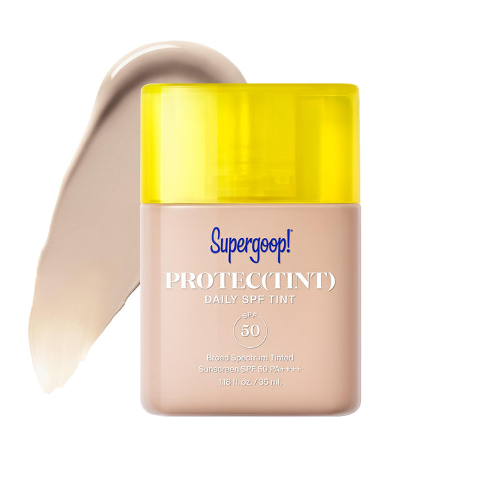 Supergoop! front packaging displaying product and benefit of SPF 50 protection