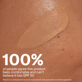 Supergoop! product applied with brush highlighting buildable coverage